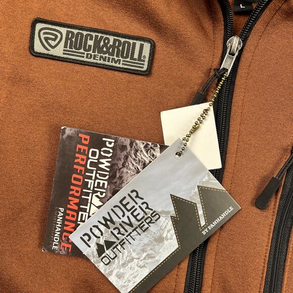 Powder River Outfitters Softshell‎ Vest Men L Brown Rock&Roll/Music Fest NWT - Picture 5 of 12